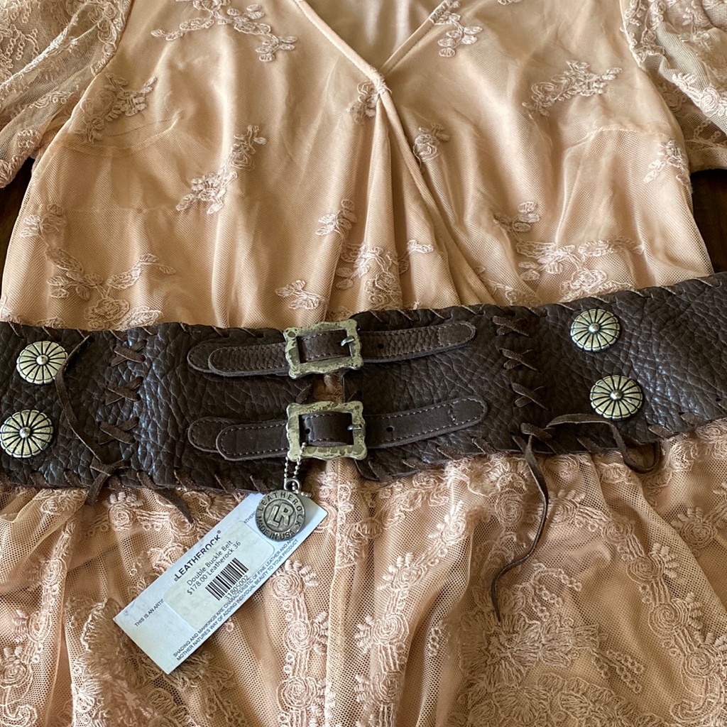 Brown Leather Double Buckle Belt